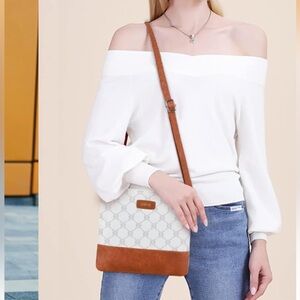 Stylish Cream and Brown Crossbody Bag